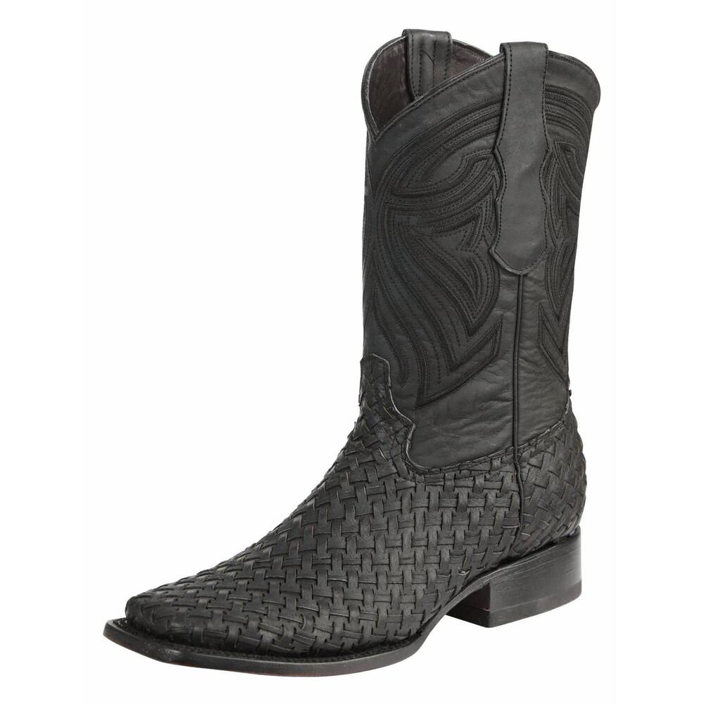 NEW EL GENERAL WESTERN WEAR men’s petatillo leather rodeo boots in black